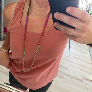 Rainbow style colored multi-chain long necklace